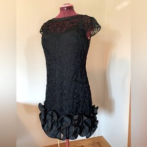 Jessica Simpson LBD Flattering knee length Ruffle dress. Size 10 slip and dress